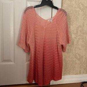 Dress Barn Women’s 1X Short Sleeve Sweater Pink Blouse